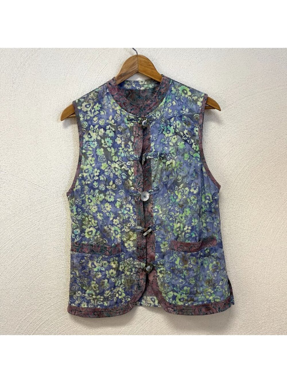 Vintage Norm Thompson Reversible Quilt Floral Vest sz Small